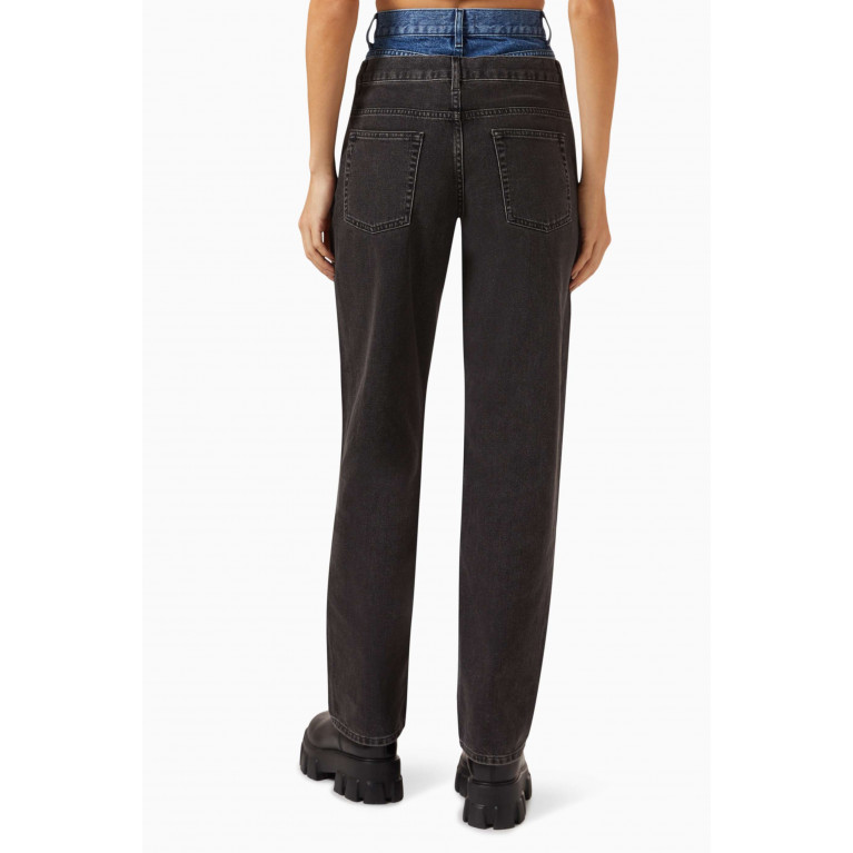 Sandro - Two-tone Double Waisted High-rise Jeans in Cotton