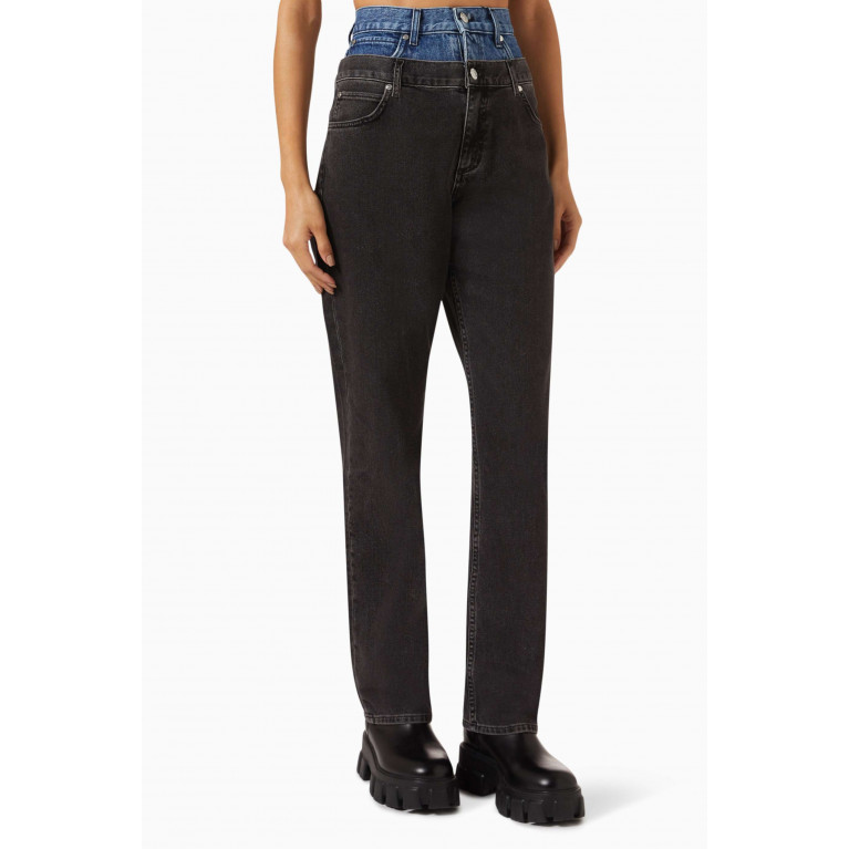 Sandro - Two-tone Double Waisted High-rise Jeans in Cotton