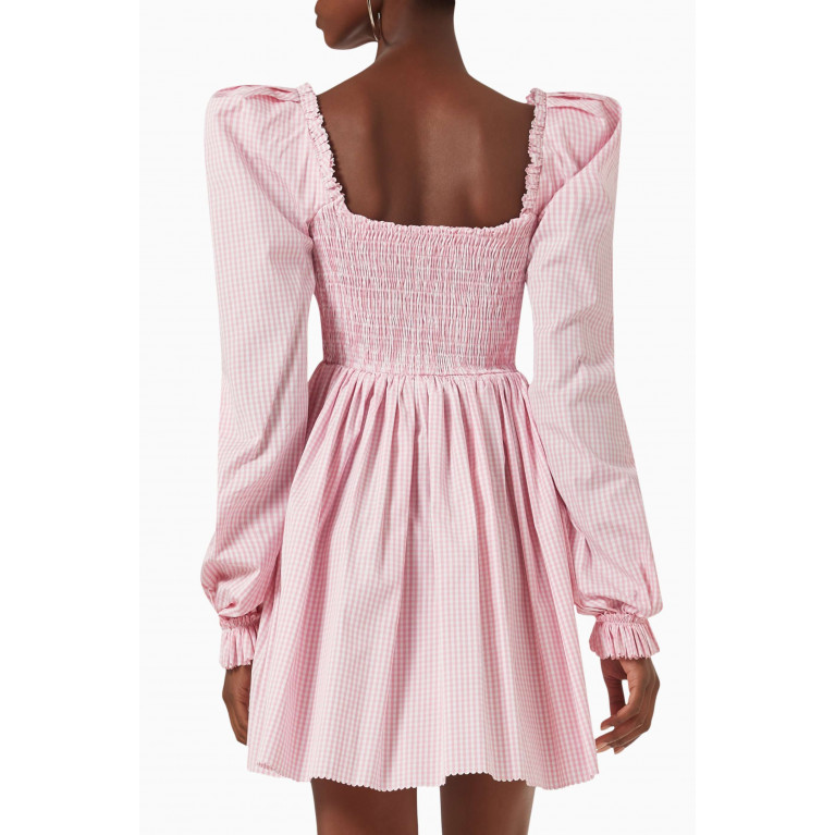 The Vampire's Wife - The Straw Girl Mini Dress in Gingham Pink