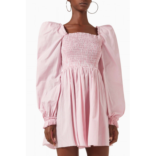 The Vampire's Wife - The Straw Girl Mini Dress in Gingham Pink