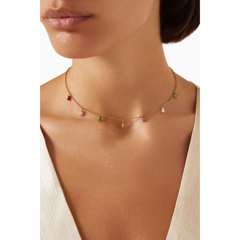 The Jewels Jar - Kiara Charm Necklace in 18kt Gold-plated Stainless Steel
