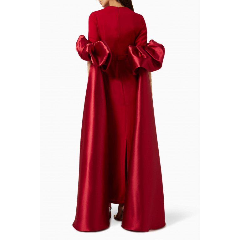 ILLUSTRELLA - Alexandra Puff-sleeve Maxi Dress in Mikado & Crepe
