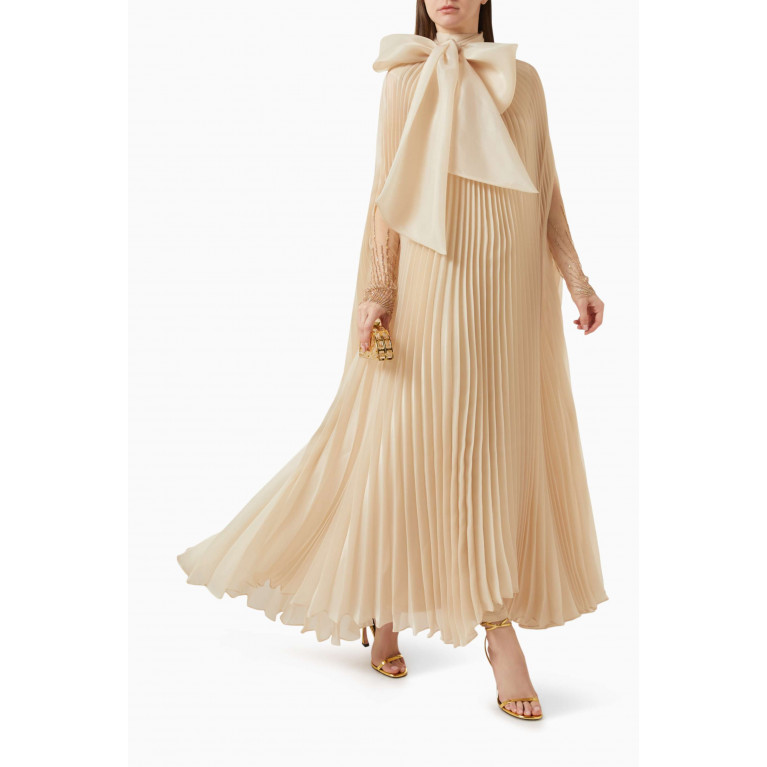 ILLUSTRELLA - Claudina Pleated Maxi Dress in Silk-taffeta & Tulle