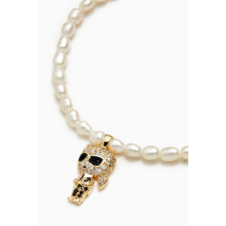 Karl Lagerfeld - K/Ikonik Pavé Pendant Pearl Bracelet in Brass