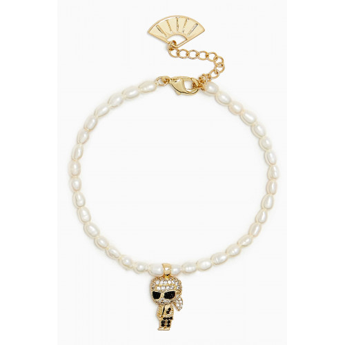 Karl Lagerfeld - K/Ikonik Pavé Pendant Pearl Bracelet in Brass