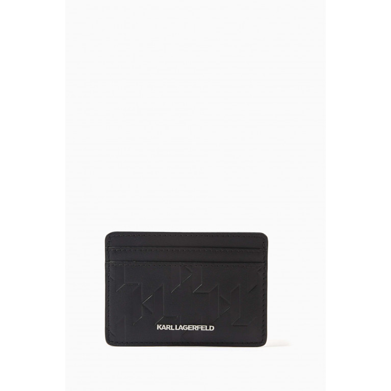 Karl Lagerfeld - Embossed Logo Monogram Card Holder in Leather