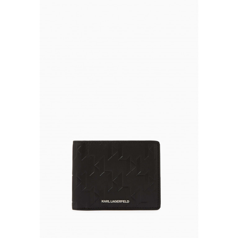 Karl Lagerfeld - Embossed Logo Monogram Bi-fold Wallet in Leather