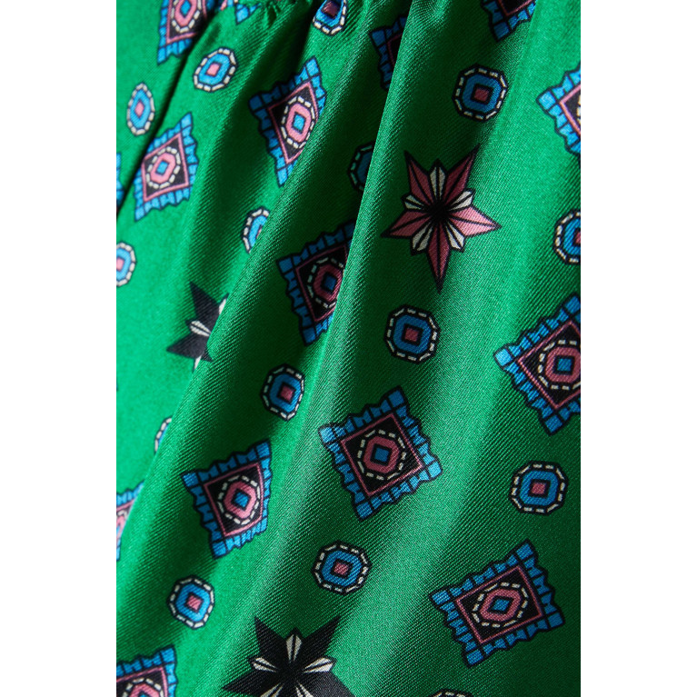 Sandro - Printed Midi Dress in Silk Satin
