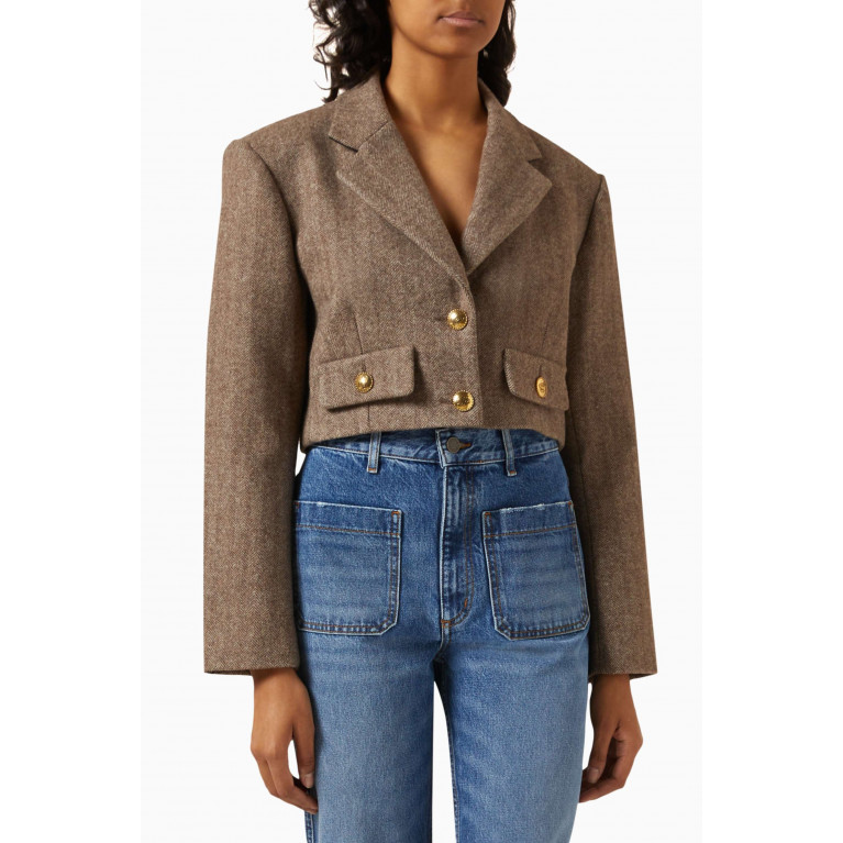 Sandro - Structured Cropped Jacket in Wool-blend