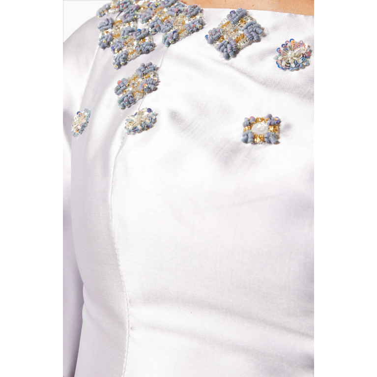 LAMMOUSH - Bead-embellished Flared Dress Silver