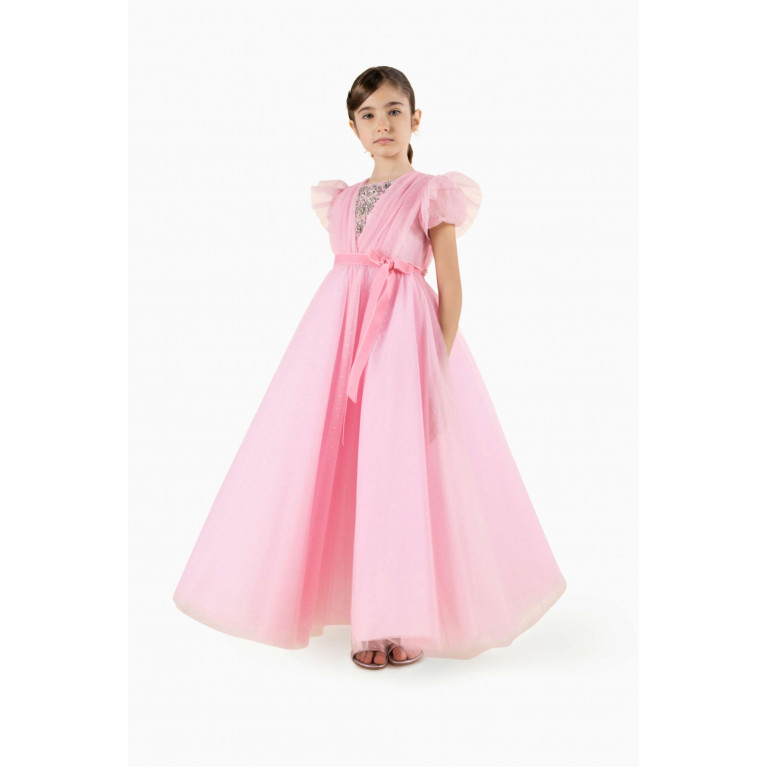 Marchesa Kids Couture - Crystal Embellished Gown in Tulle