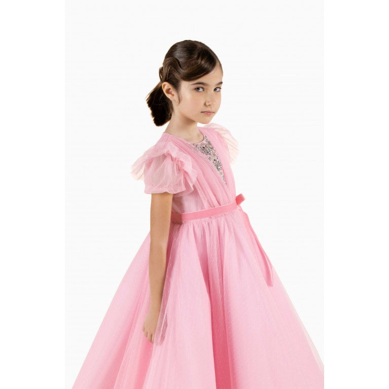 Marchesa Kids Couture - Crystal Embellished Gown in Tulle