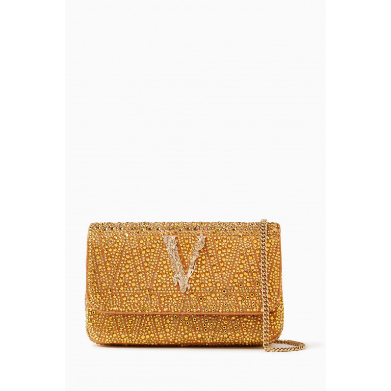 Versace - Mini Crystal Virtus Bag in Rhinestone-embellished Leather