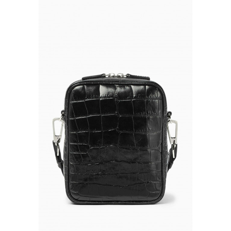 Versace - Medusa Biggie Crossbody Bag in Croc-embossed Leather