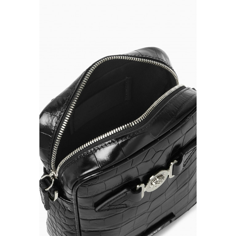 Versace - Medusa Biggie Crossbody Bag in Croc-embossed Leather