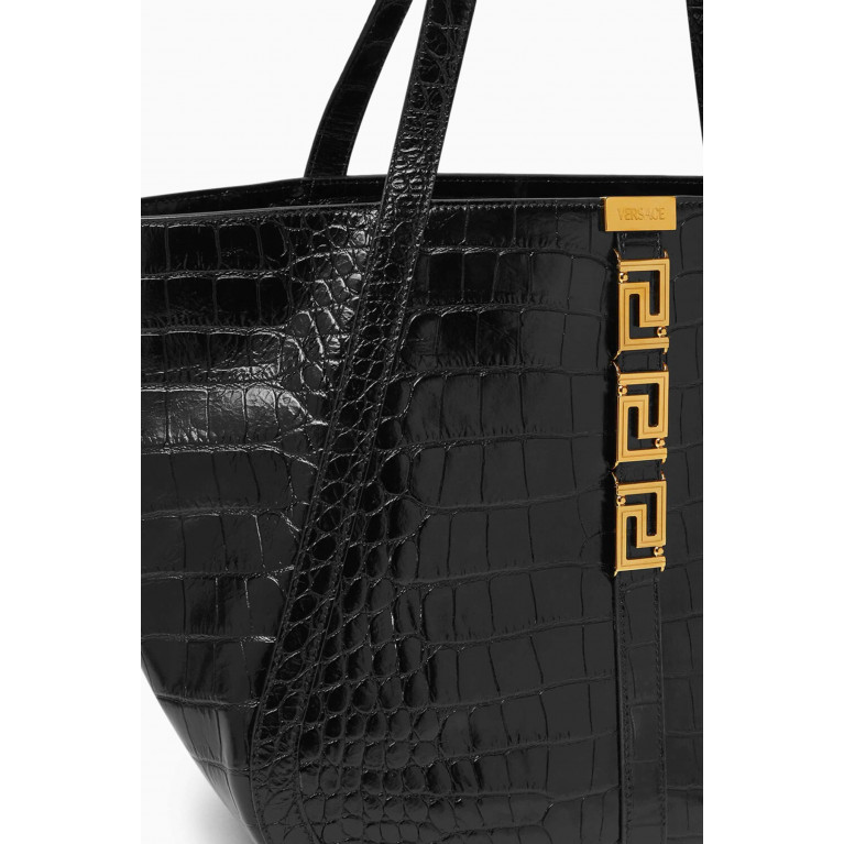 Versace - Large Greca Goddess Tote Bag in Croc-embossed Leather