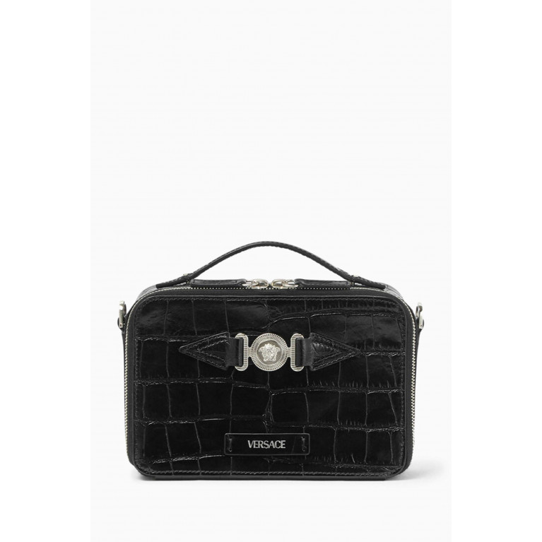 Versace - Medusa Biggie Messenger Bag in Croc-embossed Leather