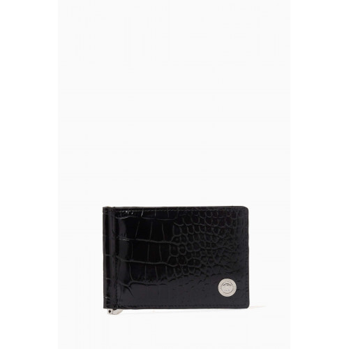 Versace - Medusa Bi-fold Wallet in Croc-embossed Leather
