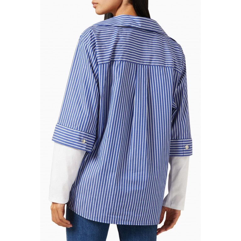 Maje - Liago Double-layered Striped Shirt in Organic Cotton