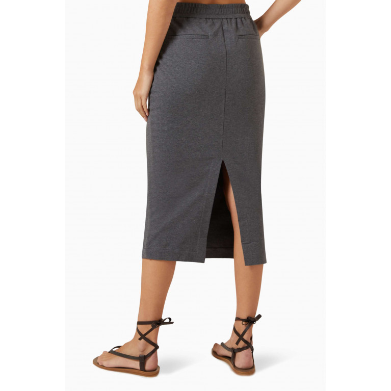 Brunello Cucinelli - Drawstring-waist Midi Skirt in Stretch-cotton