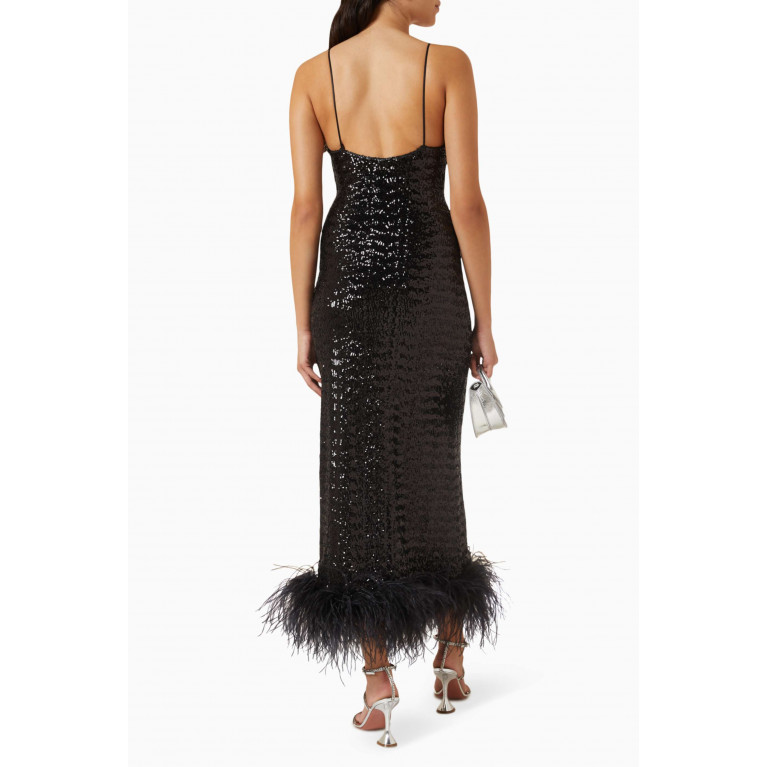 Oséree - Sequin-embellished Plumage Slip Maxi Dress