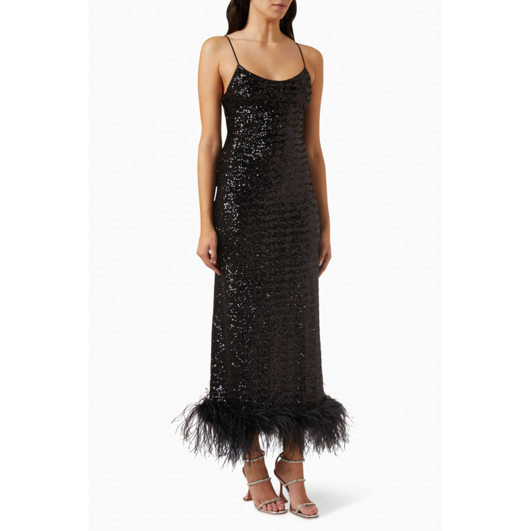 Oséree - Sequin-embellished Plumage Slip Maxi Dress