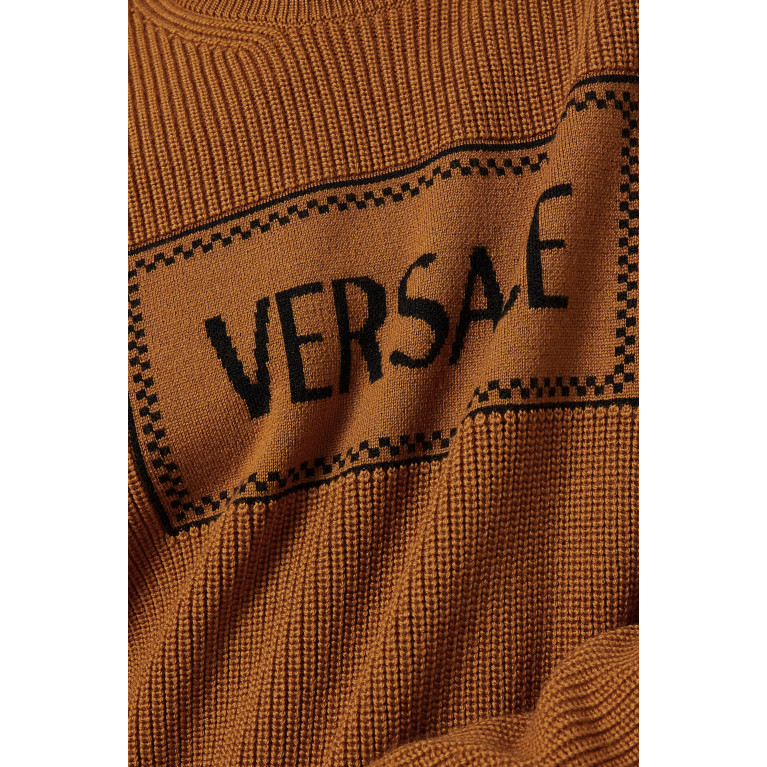 Versace - 90S Vintage Logo Sweater in Wool Knit