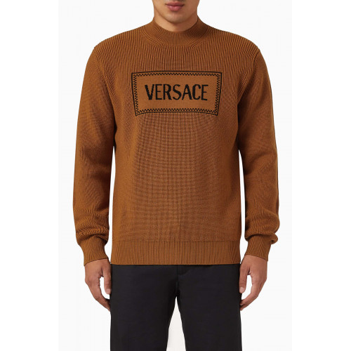Versace - 90S Vintage Logo Sweater in Wool Knit