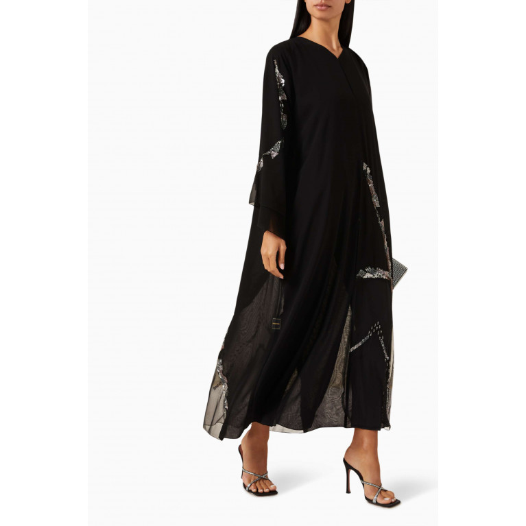 Rauaa Official - Sequin-embellished Abaya in Chiffon & Tulle