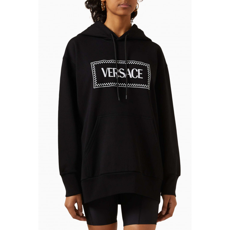 Versace - Embroidered Logo Oversized Hoodie in Cotton-jersey