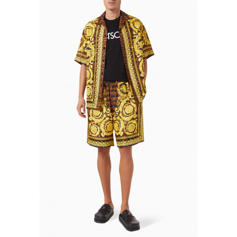 Versace - Baroccodile-print Bermuda Shorts in Silk