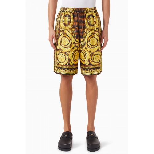 Versace - Baroccodile-print Bermuda Shorts in Silk