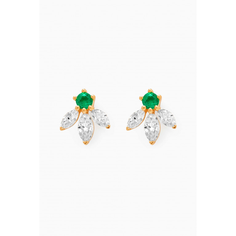 Fergus James - Pixie Wings Diamond & Emerald Stud Earrings in 18kt Gold