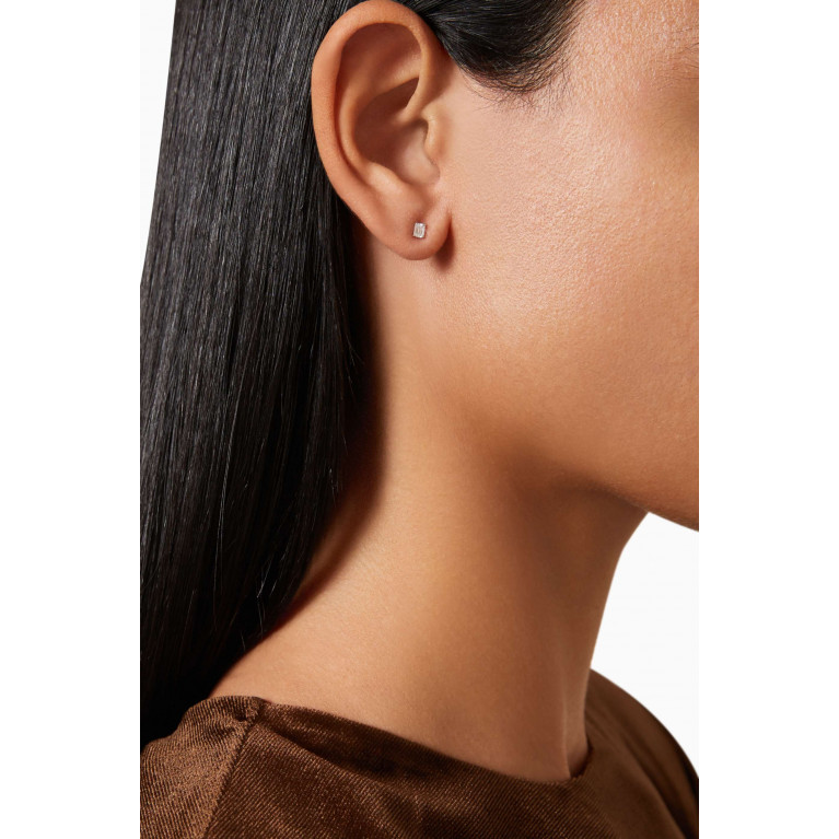 Fergus James - Emerald-shape Stud Earrings in 18kt White Gold