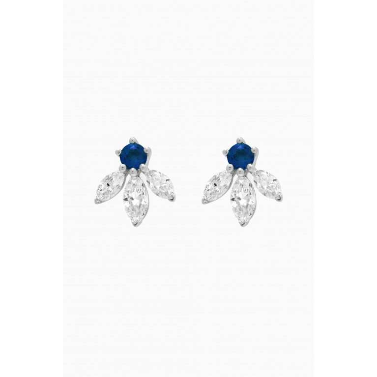 Fergus James - Pixie Wings Diamond & Sapphire Stud Earrings in 18kt White Gold