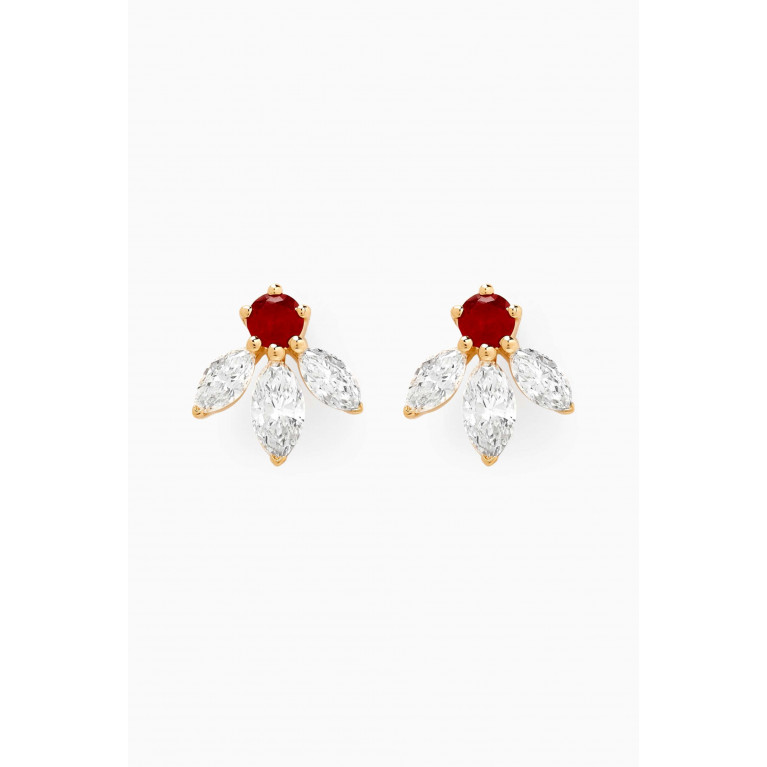 Fergus James - Pixie Wings Diamond & Ruby Stud Earrings in 18kt Gold