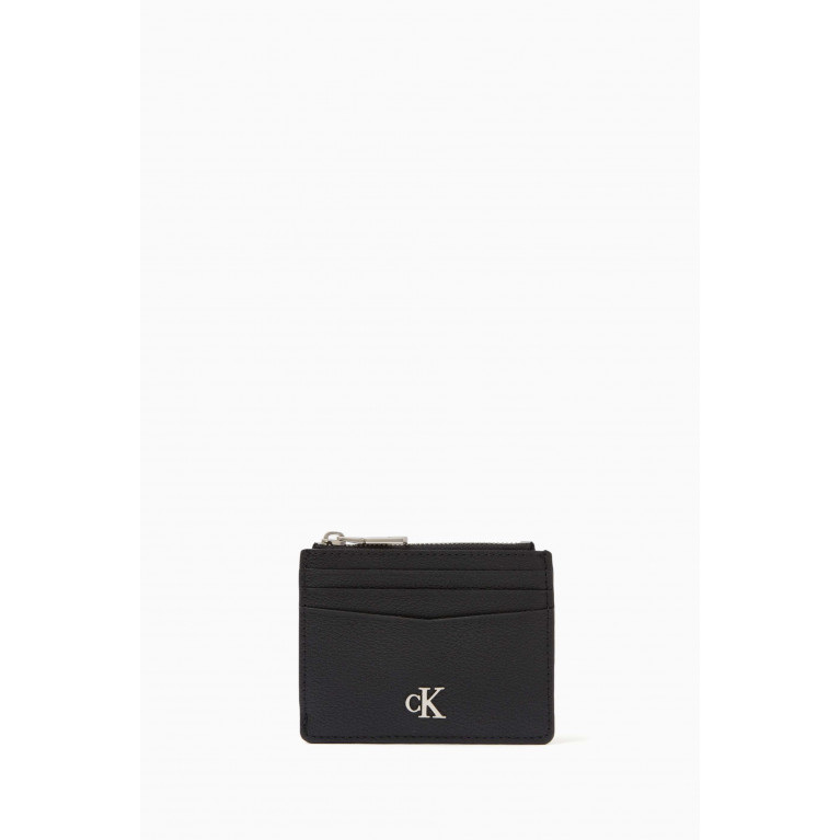 Calvin Klein Jeans - Monogram Logo Zip Card Holder in Leather