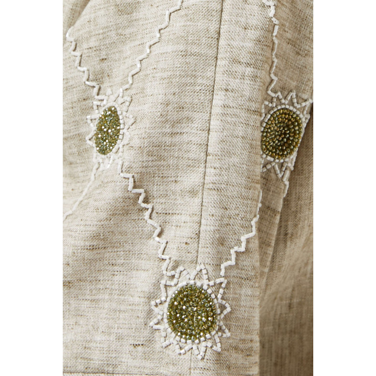 Rauaa Official - Embroidered Abaya in Linen Green