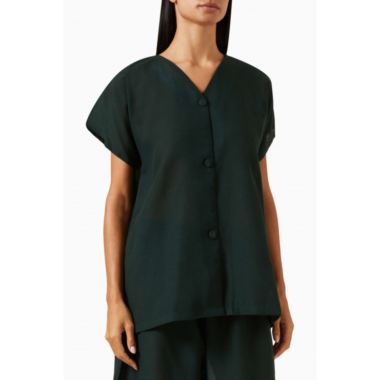 Rauaa Official - 3-piece Abaya Set in Linen Green