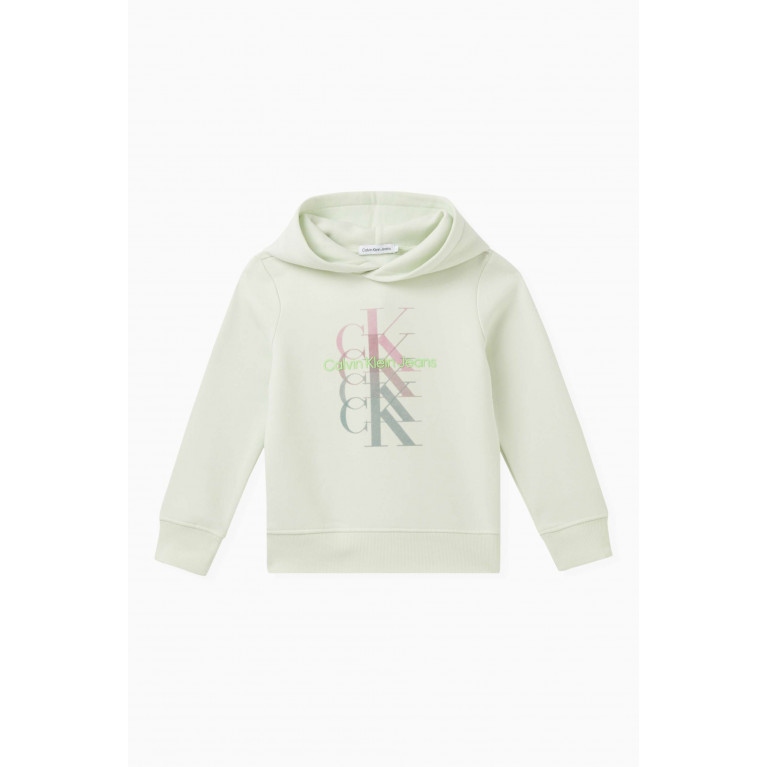 Calvin Klein - Monogram Logo Hoodie in Cotton Fleece Blend