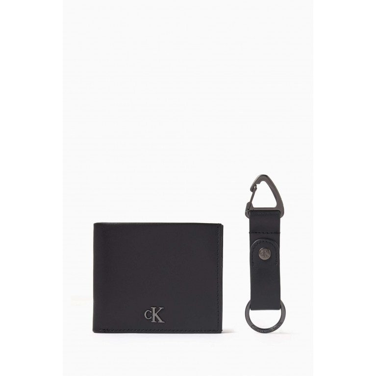 Calvin Klein Jeans - Logo Billfold Wallet & Keyring Gift Set in Faux Leather
