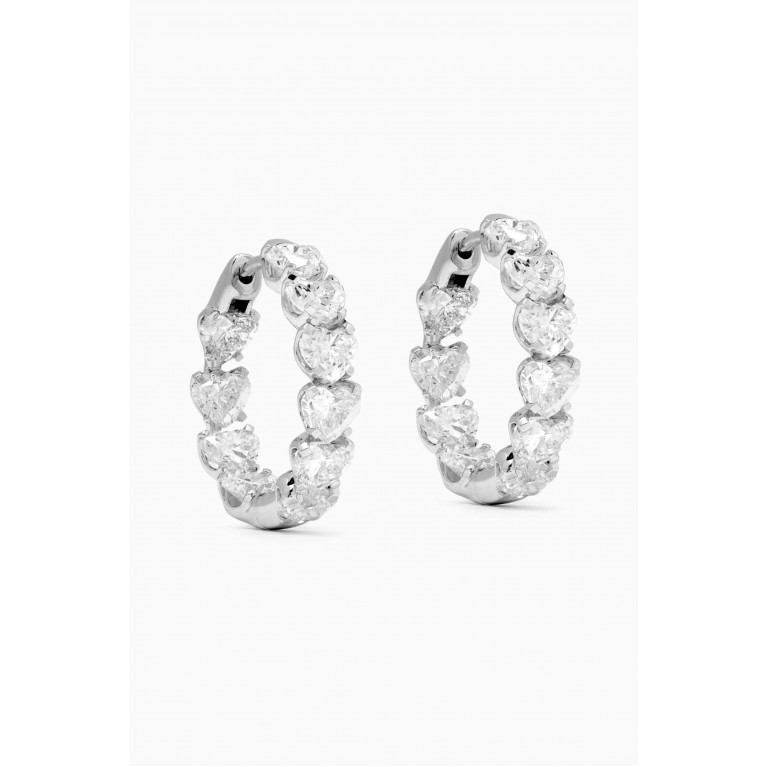 Fergus James - Heart Diamond Hoop Earrings in 18kt White Gold