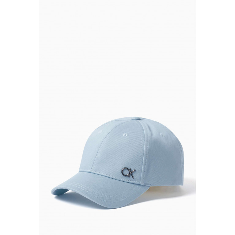 Calvin Klein - CK Bombed Metallic Logo Baseball Cap in Cotton Blue
