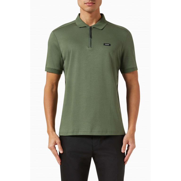 Calvin Klein - Slim-fit Polo Shirt in Pique-knit Green