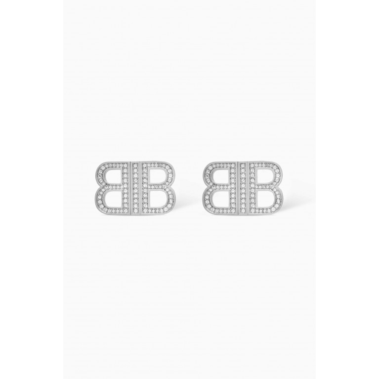 Balenciaga - BB 2.0 XS Rhinestones Earrings in Brass