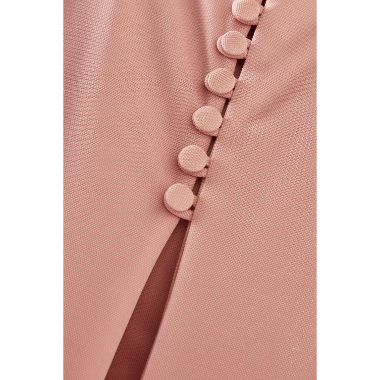 NASS - Cape-sleeve Maxi Dress in Satin Pink