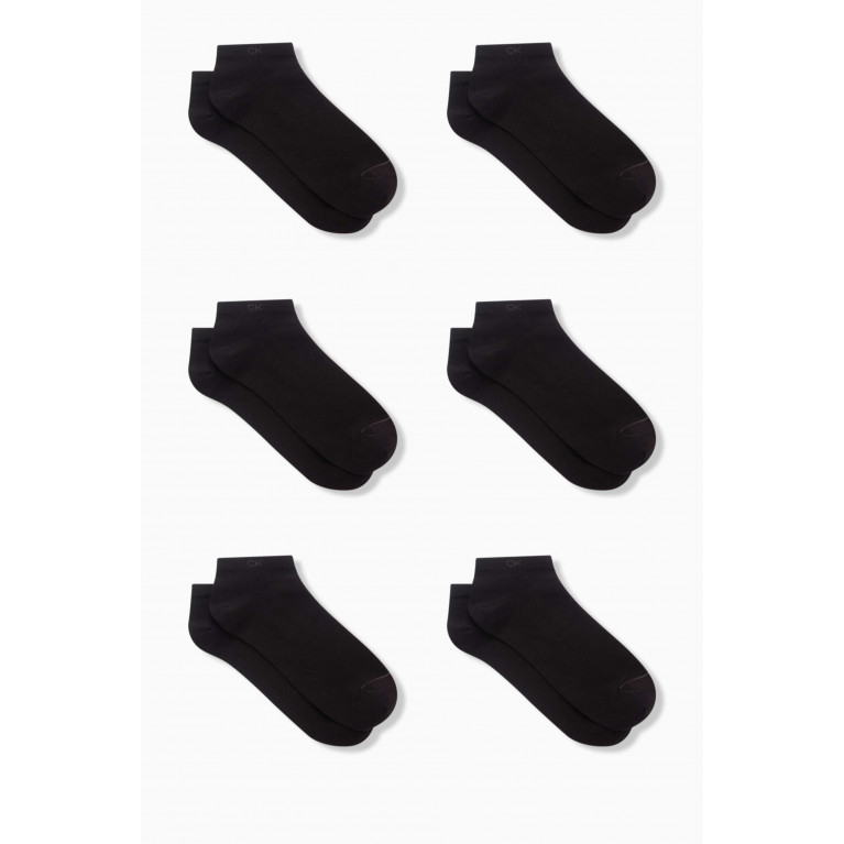 Calvin Klein - Thomas Ankle Socks in Stretch-cotton, Set of 6 Black