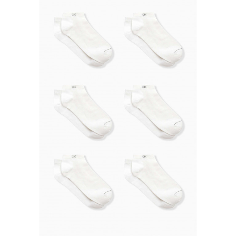Calvin Klein - Thomas Ankle Socks in Stretch-cotton, Set of 6 White