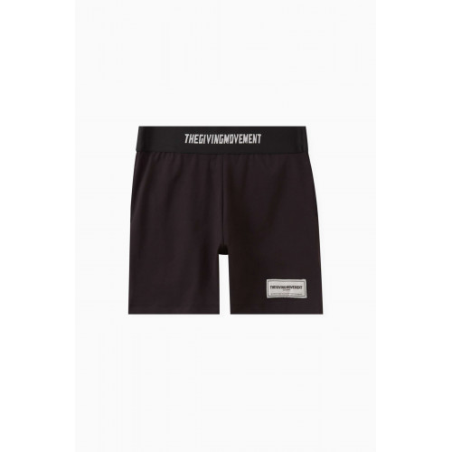 The Giving Movement - Logo Tape Biker Shorts in Recycled Softskin100© Black
