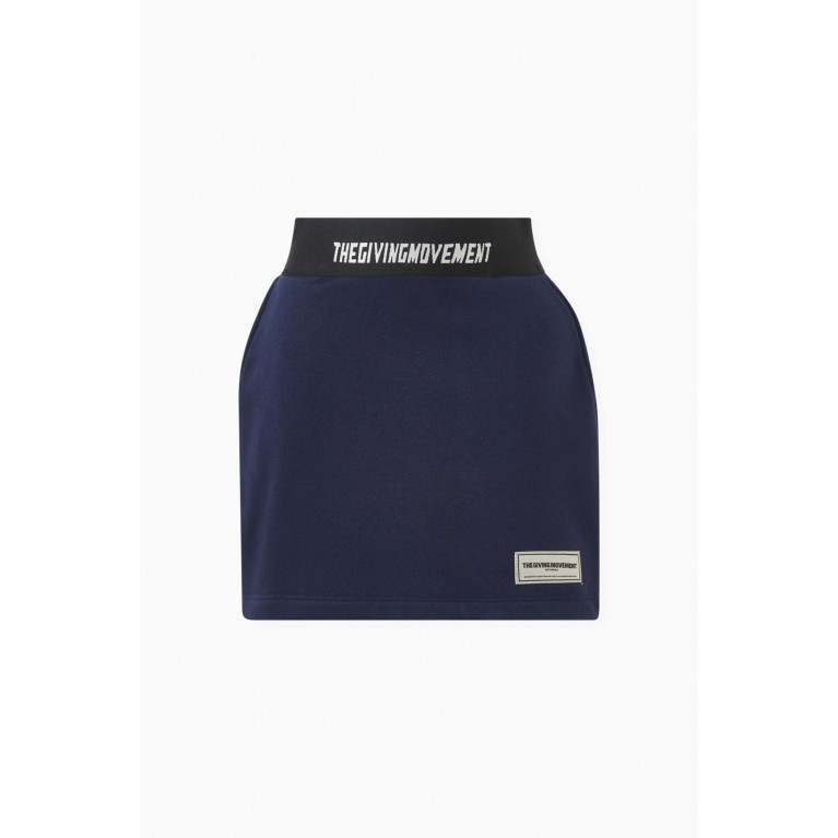 The Giving Movement - Logo Tape Skirt in Organic Cotton Blue